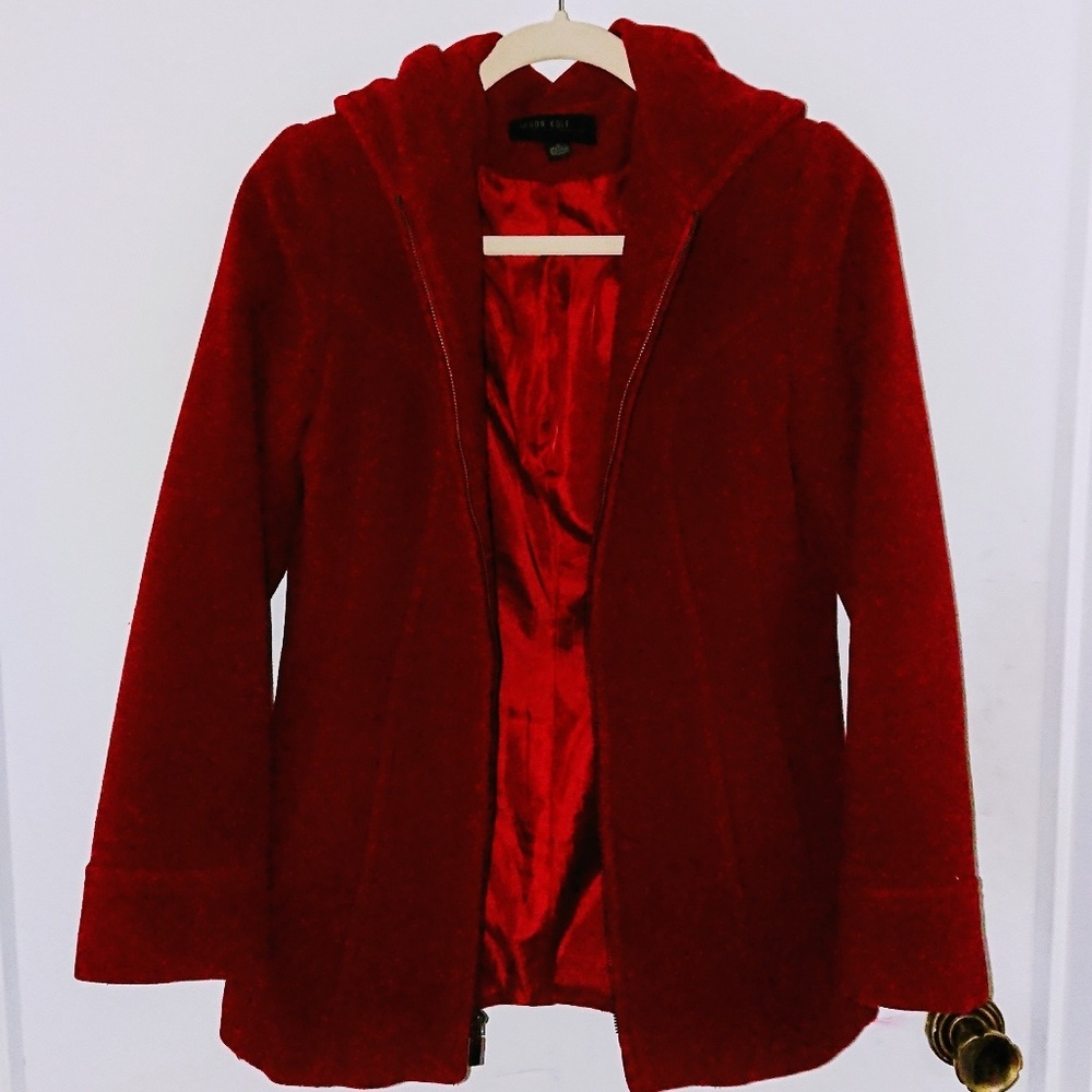 Women's Maroon Red Pea Coat